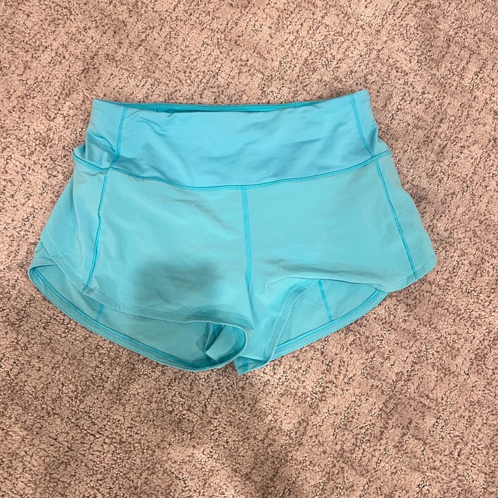 LULULEMON speed up 2.5 high rise electric turquoise